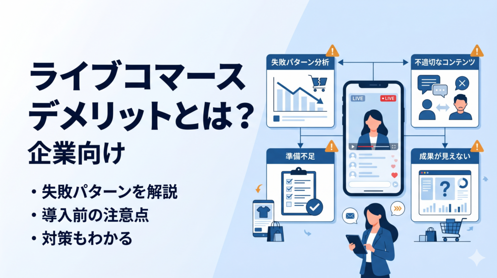 ライブコマースのデメリットとは 企業向け 失敗パターンと導入前の注意点を解説するサムネイル画像