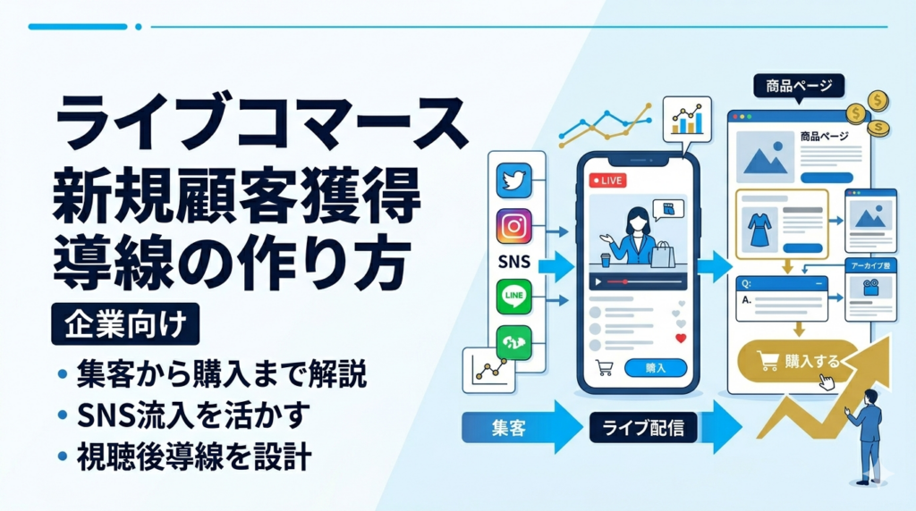 ライブコマースの新規顧客獲得導線の作り方 企業向け 集客から購入までの流れを解説するサムネイル画像