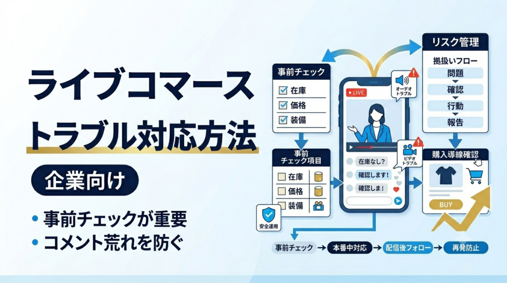 ライブコマースのトラブル対応方法 企業向け 配信中のよくある問題と事前対策を解説するサムネイル画像