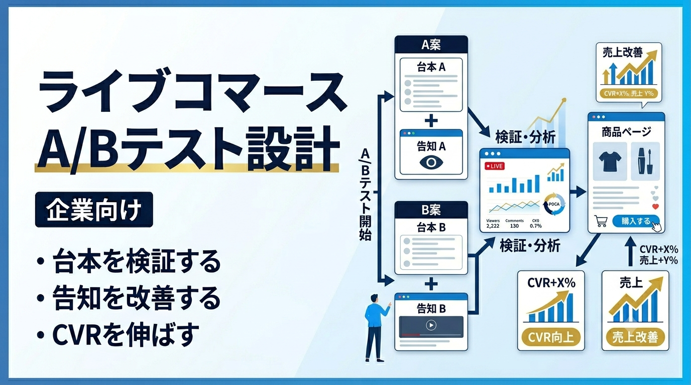 ライブコマースのA/Bテスト設計｜台本・告知・商品ページを改善する方法